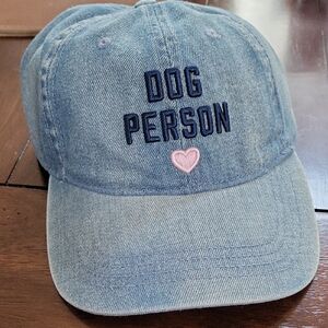 Blue Denim Dog Lover Cap with Pink Heart